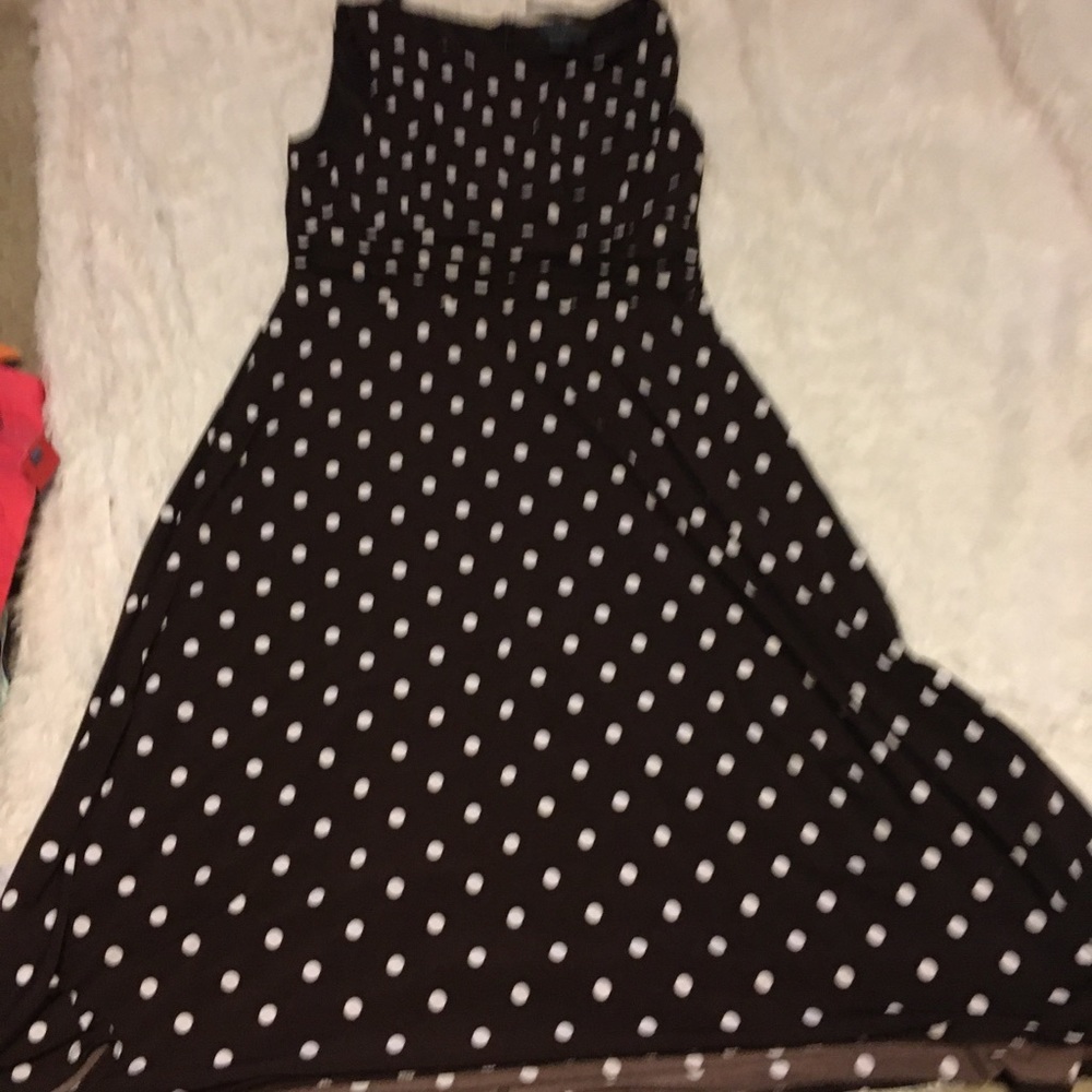 Jessica Howard brown and polka dot dress.